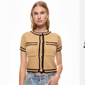 Central Park West Jules Crochet Edge Top Cardigan XS / XXS